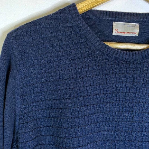 Knowledge Cotton Apparel Men's Navy Knit Sweater, Size M - Picture 4 of 7